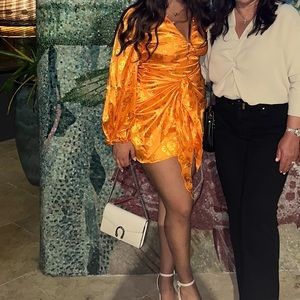 White fox orange mini dress